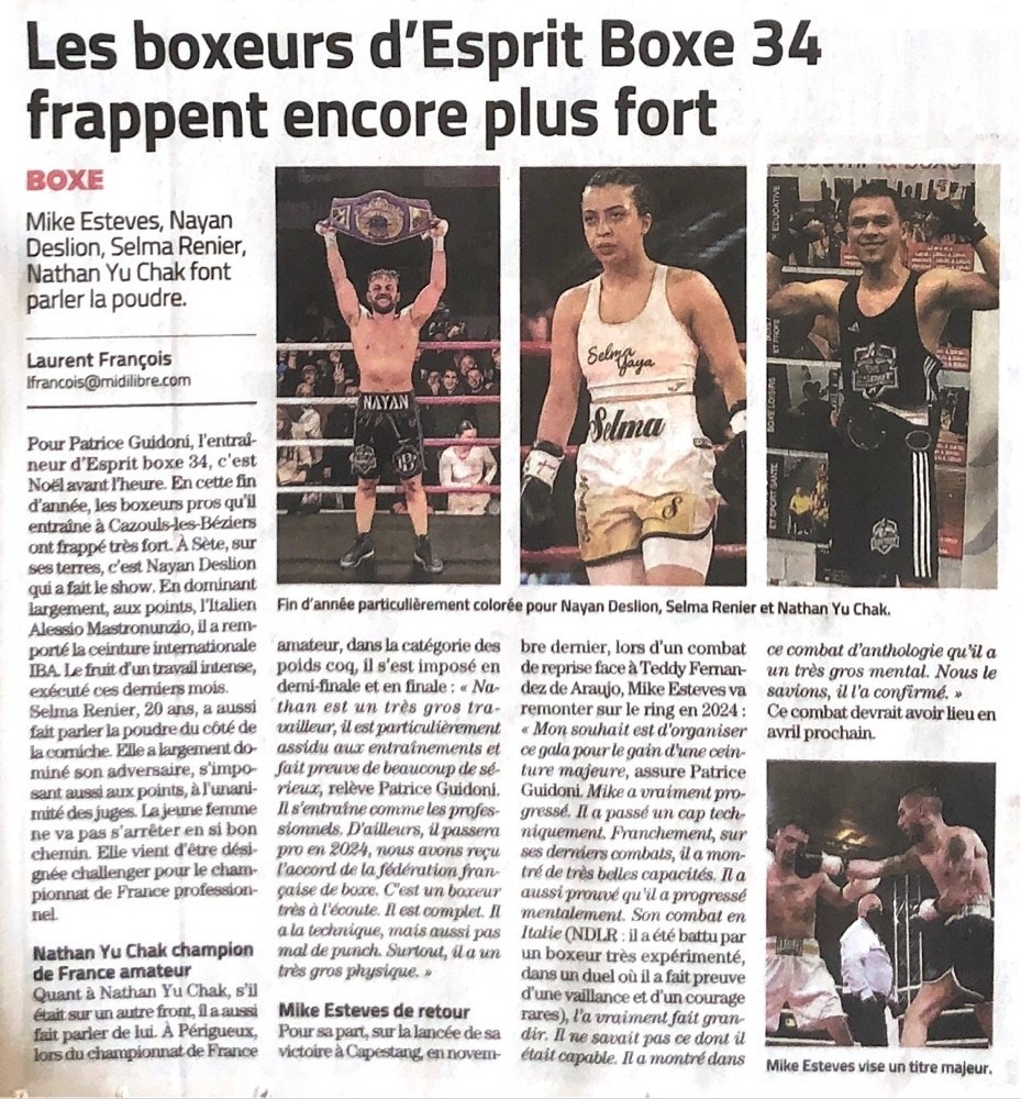 Les boxeurs d'Esprit Boxe 34 frappent encore plus fort