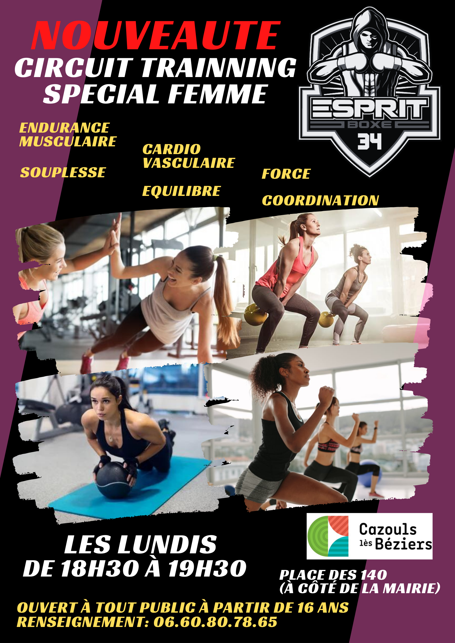 NOUVEAUTE A CAZOULS LES BEZIERS - CARDIO TRAINING SPECIAL FEMME